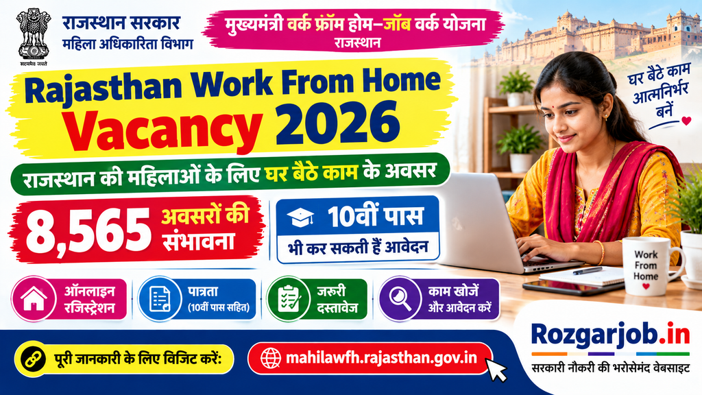 Rajasthan Work From Home Vacancy 2026: राजस्थान की महिलाओं के लिए घर बैठे काम के अवसर, 10वीं पास भी करें आवेदन